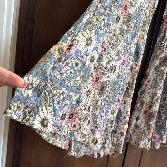 Blue B Floral Bell Bottom Pants with Tie Waist - Picture 3 of 4